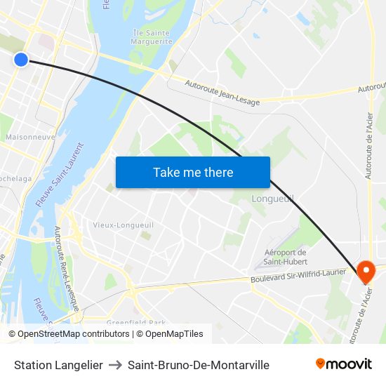 Station Langelier to Saint-Bruno-De-Montarville map