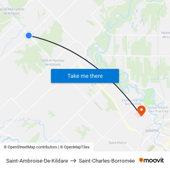 Saint-Ambroise-De-Kildare to Saint-Charles-Borromée map