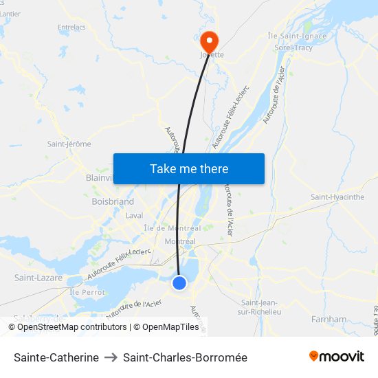Sainte-Catherine to Saint-Charles-Borromée map
