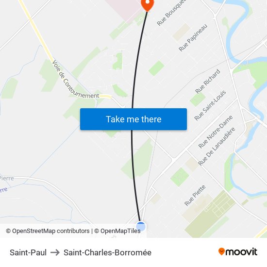 Saint-Paul to Saint-Charles-Borromée map