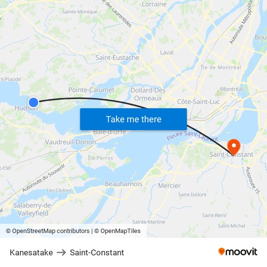 Kanesatake to Saint-Constant map