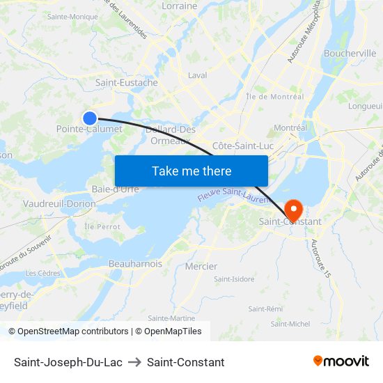 Saint-Joseph-Du-Lac to Saint-Constant map