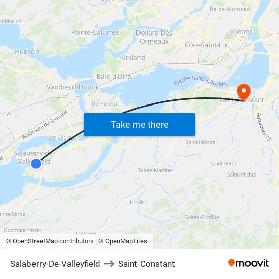 Salaberry-De-Valleyfield to Saint-Constant map