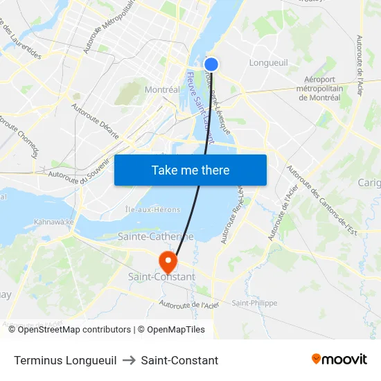 Terminus Longueuil to Saint-Constant map