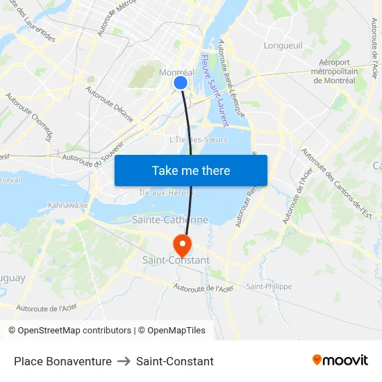 Place Bonaventure to Saint-Constant map