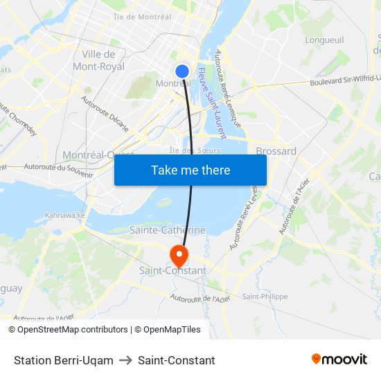 Station Berri-Uqam to Saint-Constant map