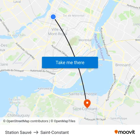 Station Sauvé to Saint-Constant map