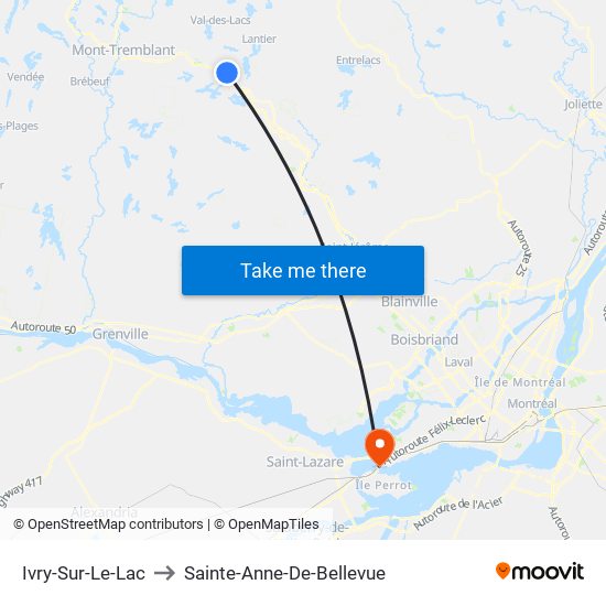 Ivry-Sur-Le-Lac to Sainte-Anne-De-Bellevue map