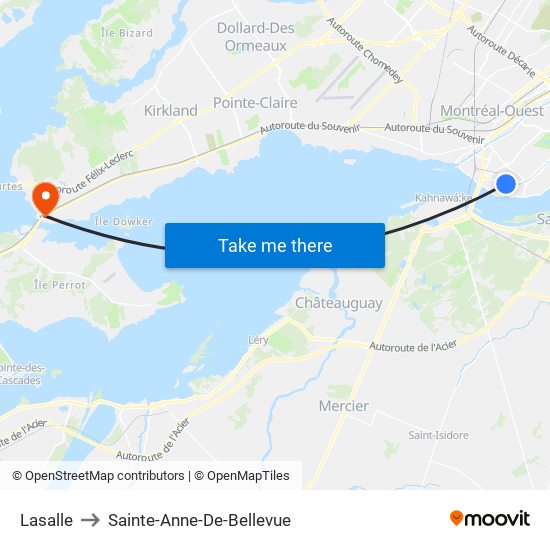 Lasalle to Sainte-Anne-De-Bellevue map