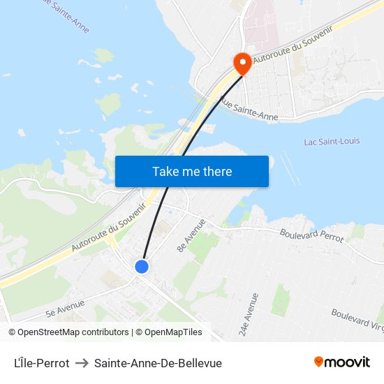 L'Île-Perrot to Sainte-Anne-De-Bellevue map