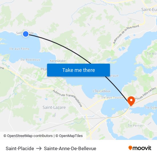 Saint-Placide to Sainte-Anne-De-Bellevue map