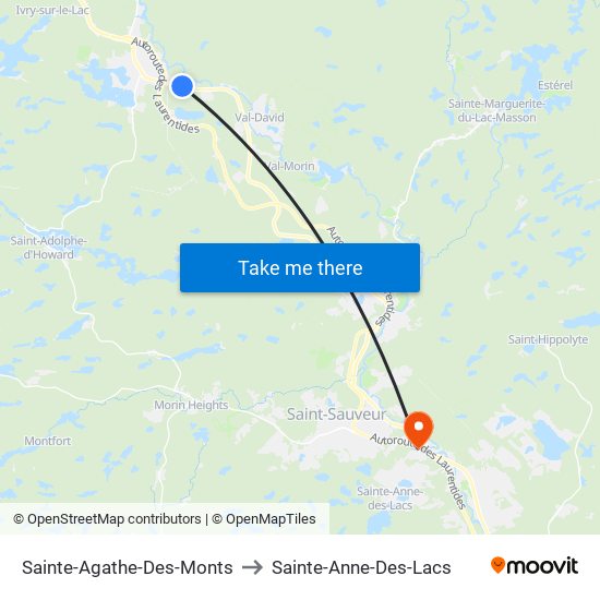 Sainte-Agathe-Des-Monts to Sainte-Anne-Des-Lacs map