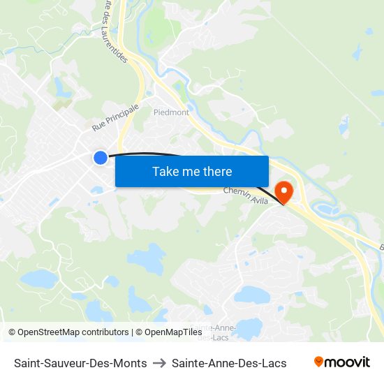 Saint-Sauveur-Des-Monts to Sainte-Anne-Des-Lacs map