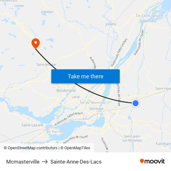 Mcmasterville to Sainte-Anne-Des-Lacs map