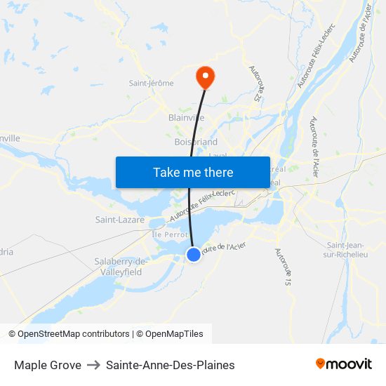 Maple Grove to Sainte-Anne-Des-Plaines map