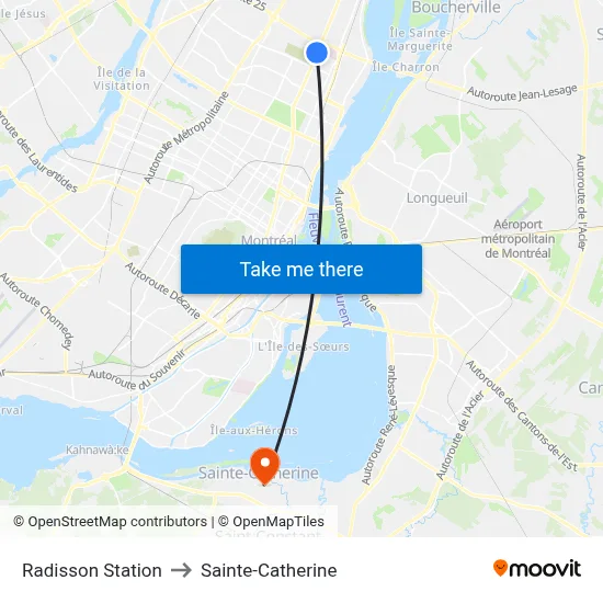 Radisson Station to Sainte-Catherine map