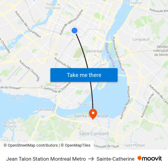 Jean Talon Station Montreal Metro to Sainte-Catherine map