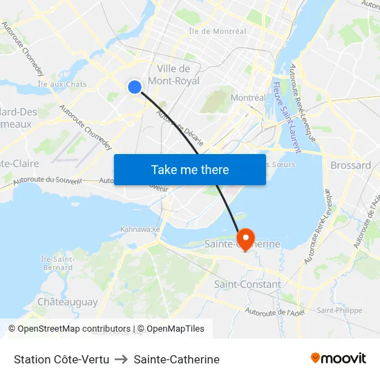 Station Côte-Vertu to Sainte-Catherine map