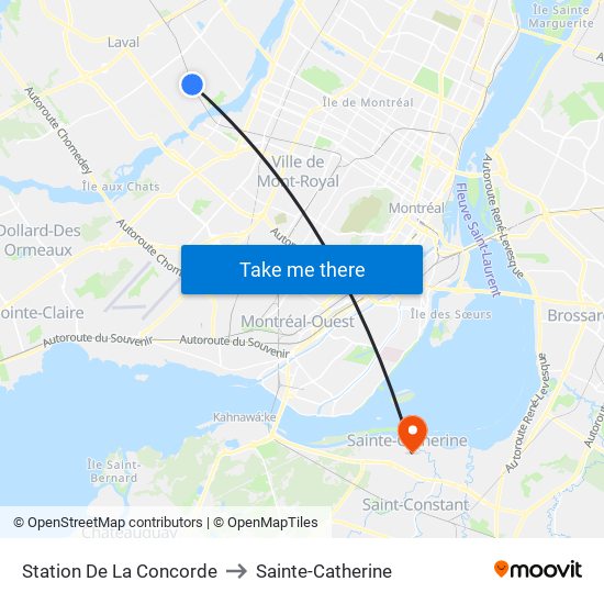 Station De La Concorde to Sainte-Catherine map