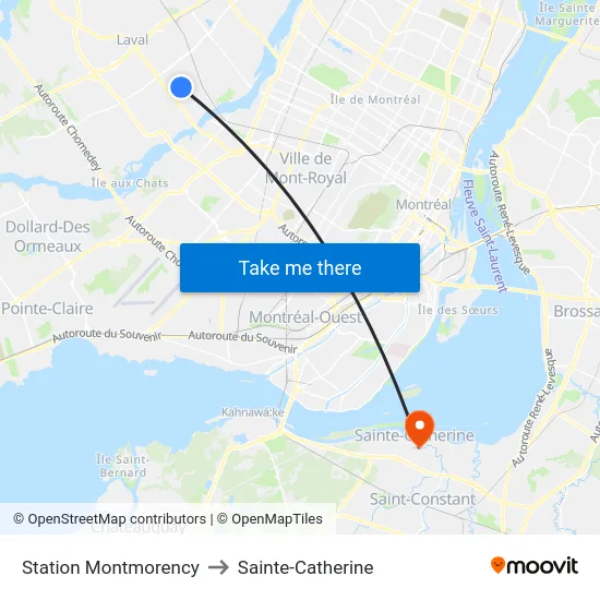 Station Montmorency to Sainte-Catherine map