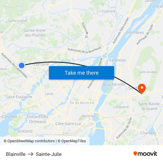 Blainville to Sainte-Julie map