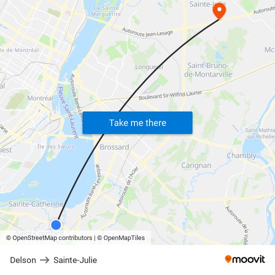 Delson to Sainte-Julie map