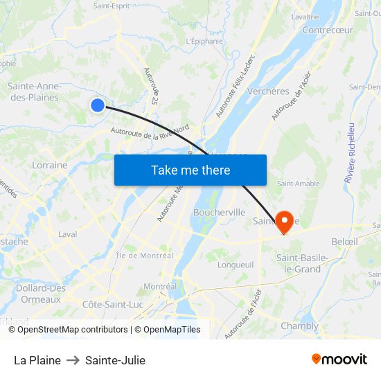 La Plaine to Sainte-Julie map