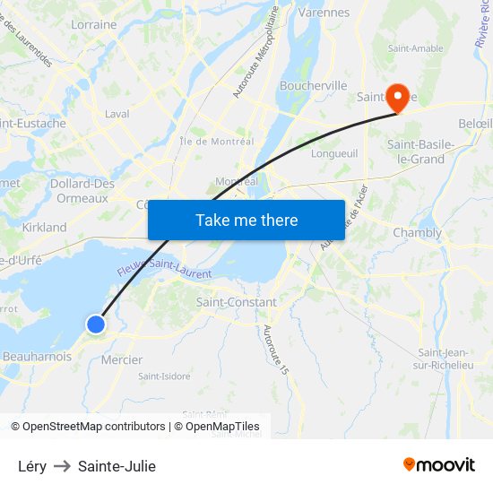 Léry to Sainte-Julie map