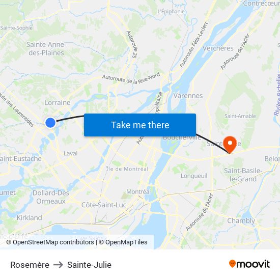 Rosemère to Sainte-Julie map