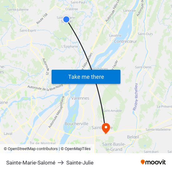 Sainte-Marie-Salomé to Sainte-Julie map