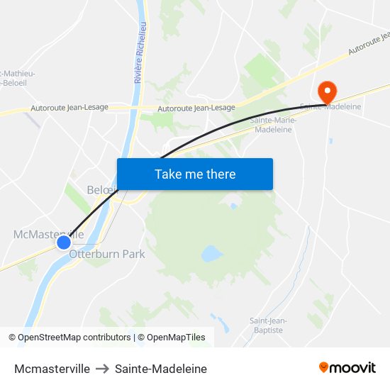 Mcmasterville to Sainte-Madeleine map