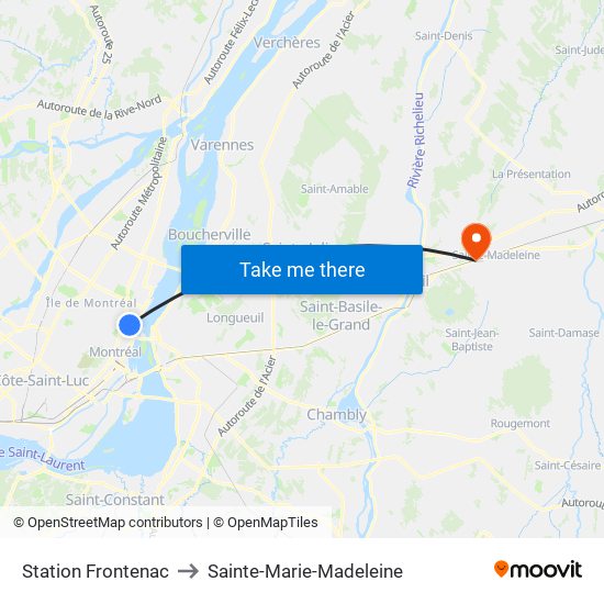 Station Frontenac to Sainte-Marie-Madeleine map