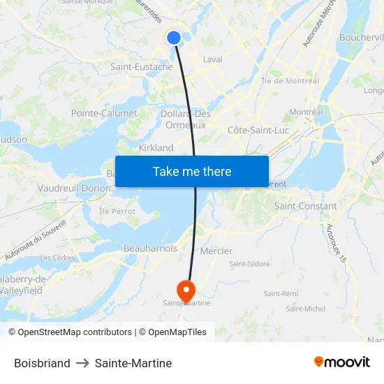 Boisbriand to Sainte-Martine map