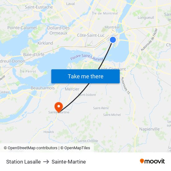 Station Lasalle to Sainte-Martine map