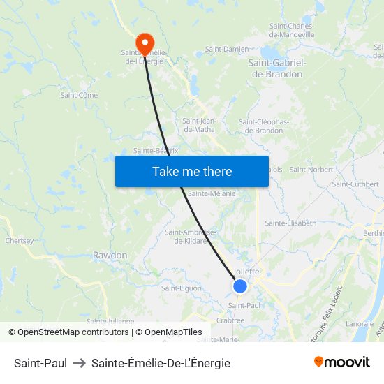 Saint-Paul to Sainte-Émélie-De-L'Énergie map