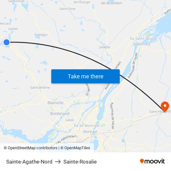 Sainte-Agathe-Nord to Sainte-Rosalie map