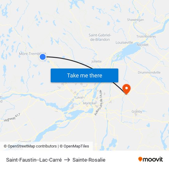 Saint-Faustin--Lac-Carré to Sainte-Rosalie map