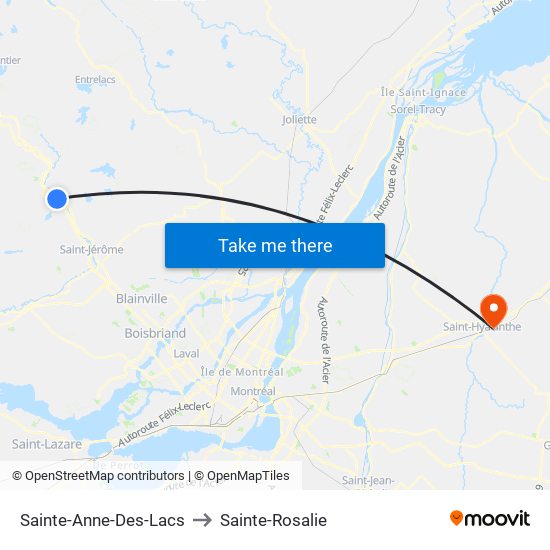 Sainte-Anne-Des-Lacs to Sainte-Rosalie map