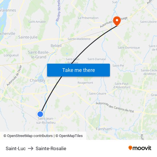 Saint-Luc to Sainte-Rosalie map