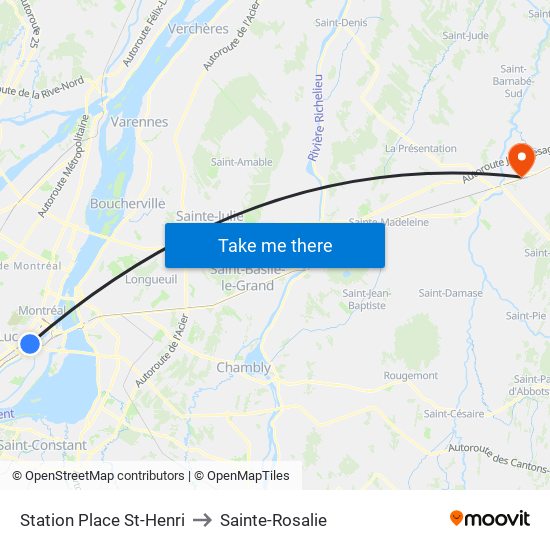 Station Place St-Henri to Sainte-Rosalie map