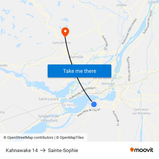 Kahnawake 14 to Sainte-Sophie map