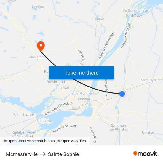Mcmasterville to Sainte-Sophie map