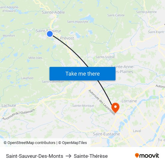 Saint-Sauveur-Des-Monts to Sainte-Thérèse map