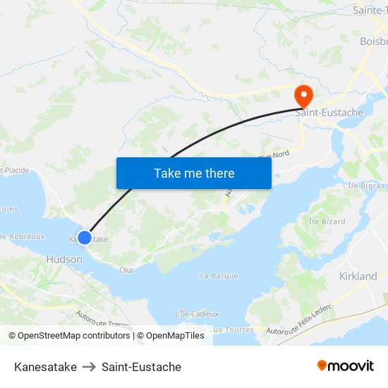 Kanesatake to Saint-Eustache map