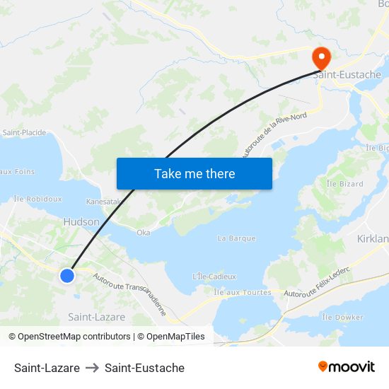 Saint-Lazare to Saint-Eustache map