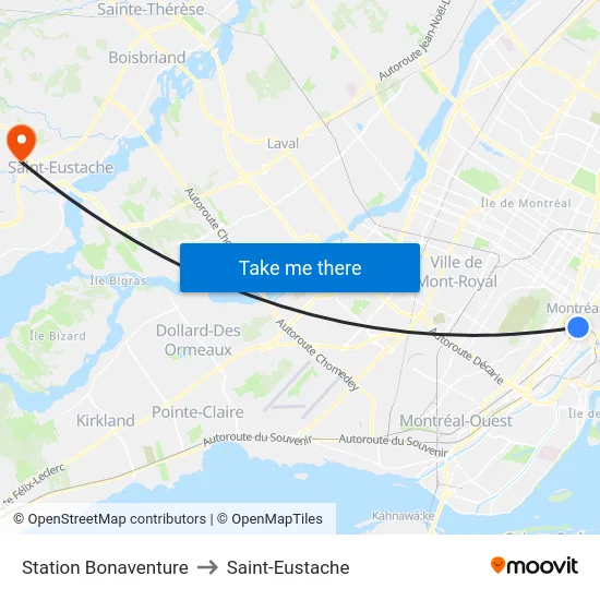 Station Bonaventure to Saint-Eustache map