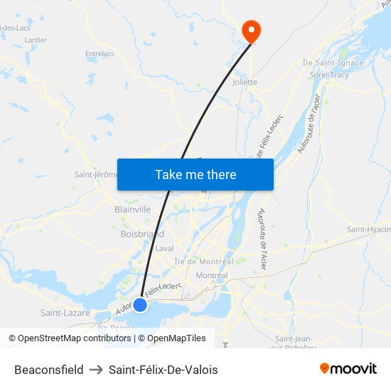 Beaconsfield to Saint-Félix-De-Valois map