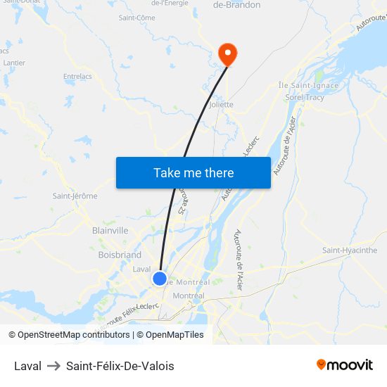 Laval to Saint-Félix-De-Valois map