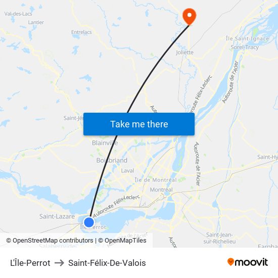 L'Île-Perrot to Saint-Félix-De-Valois map