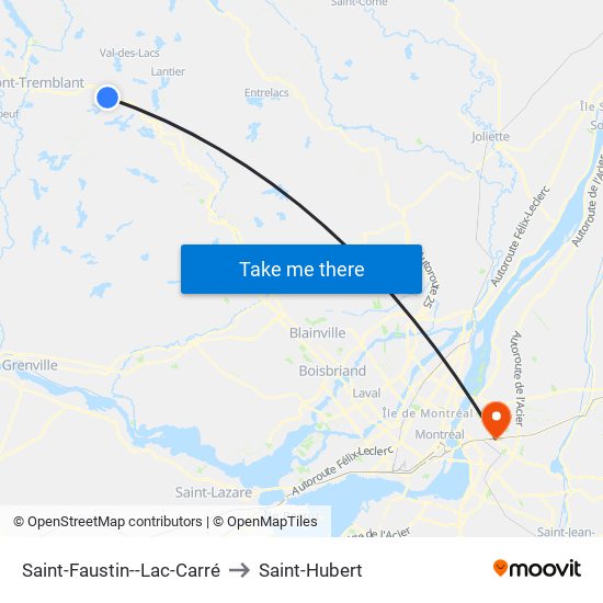 Saint-Faustin--Lac-Carré to Saint-Hubert map